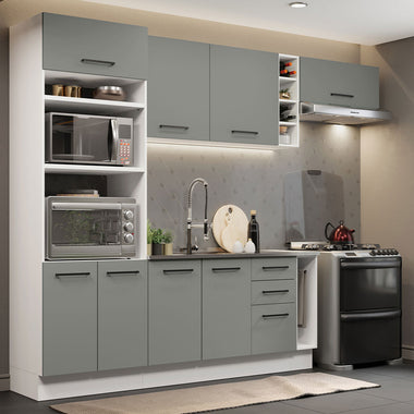 Cocina Integral 290 cm Con Mueble para Horno Blanco/Gris Agata Madesa