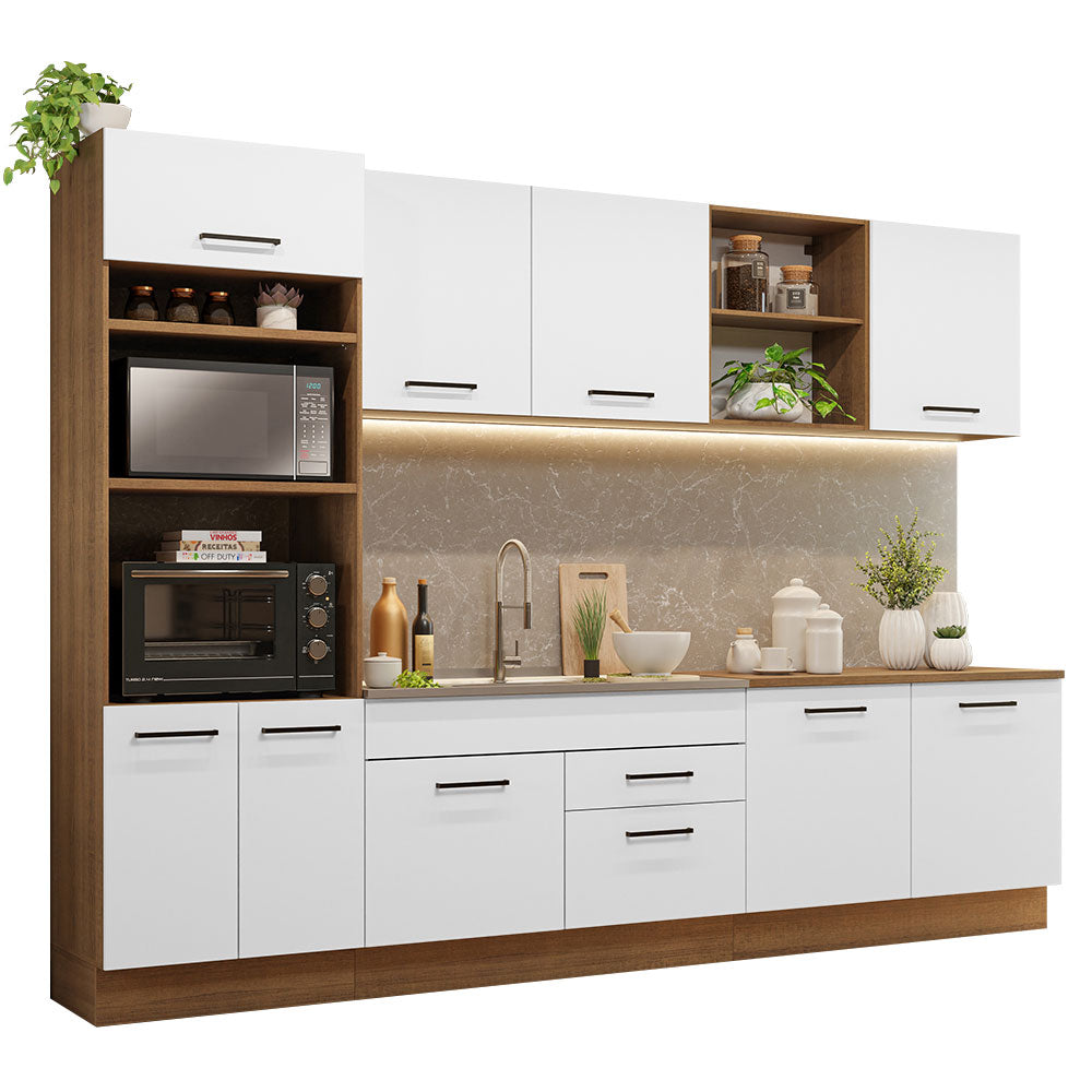 Cocina Integral 310 cm Con Mueble para Horno Marrón/Blanco Agata Madesa