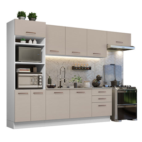 Cocina Integral 330cm Blanco/Crema Agata Madesa 01