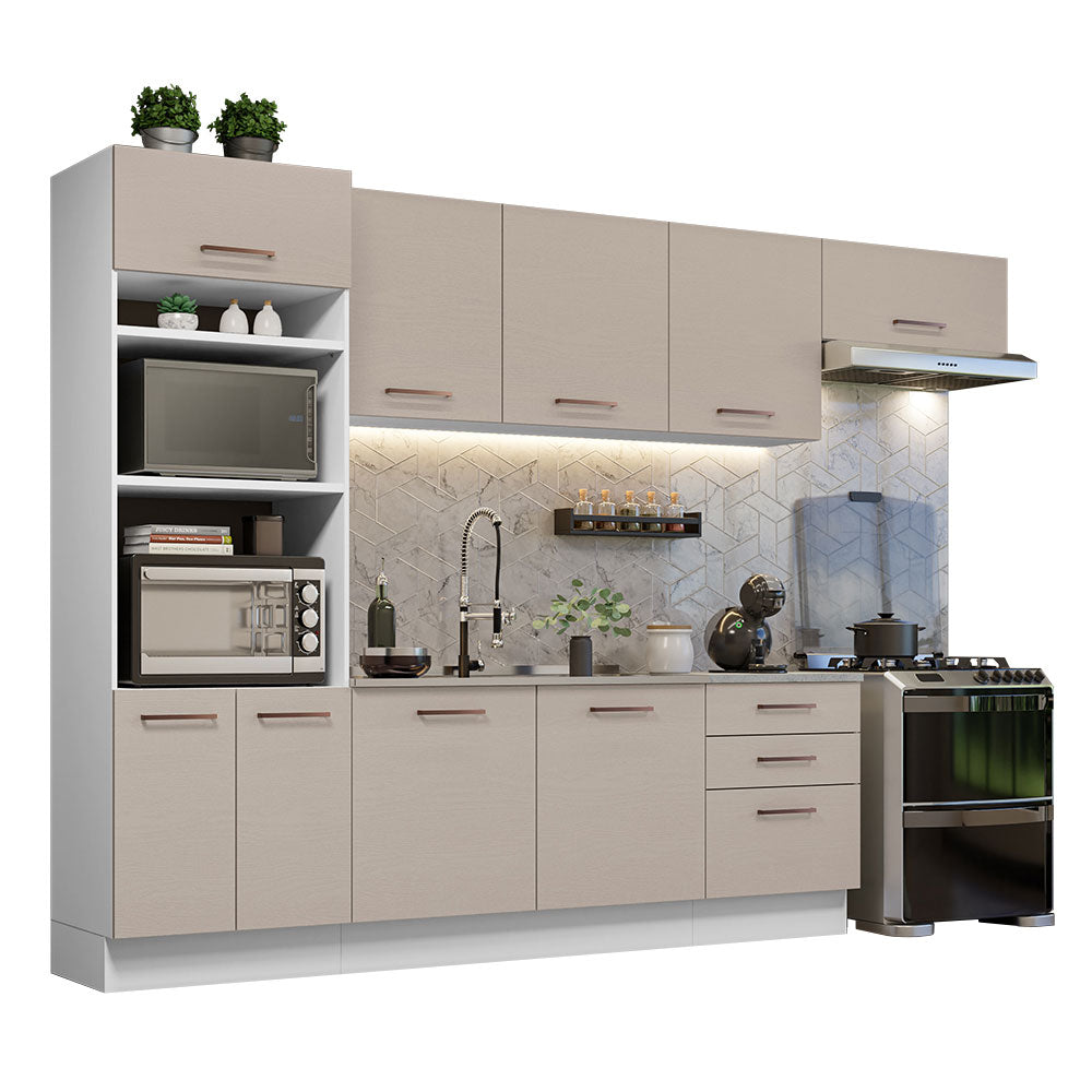 Cocina Integral 330cm Blanco/Crema Agata 01