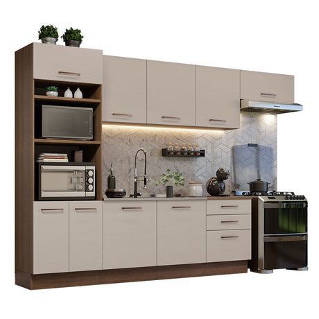 Cocina Integral 330cm Marrón/Crema Agata Madesa 01