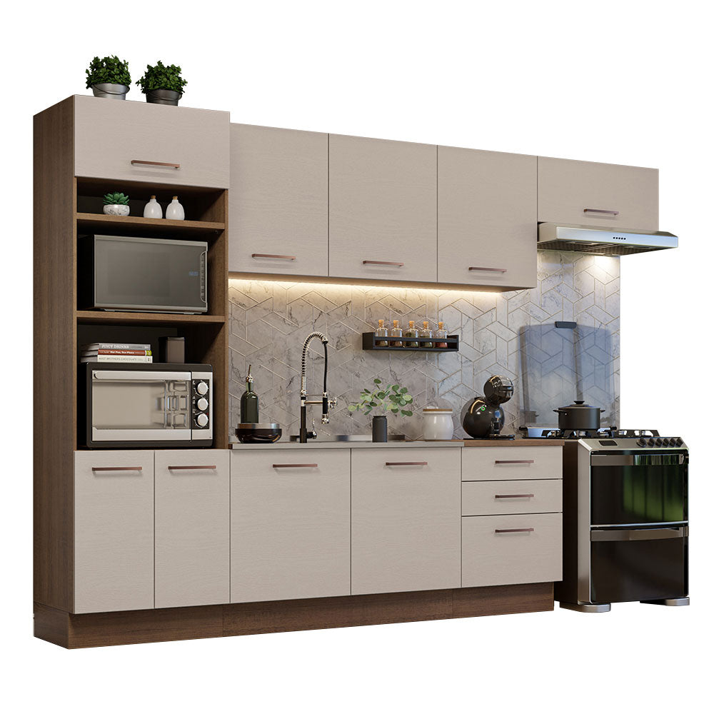 Cocina Integral 330cm Marrón/Crema Agata 01