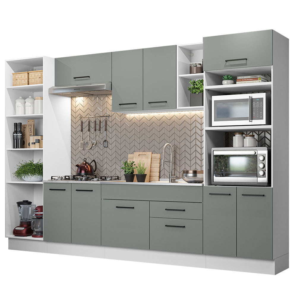 Cocina Integral 330 cm Con Mueble para Horno Blanco/Gris Agata Madesa