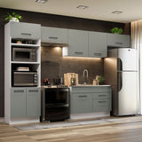 Cocina Integral 350cm Blanco/Gris Agata 01