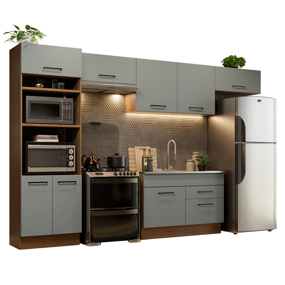 Cocina Integral 350 cm Con Mueble para Horno Marrón/Gris Agata Madesa