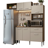 Cocina Integral 196cm Marrón/Crema Aura Madesa 01