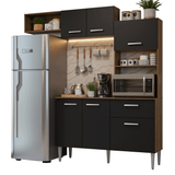 Cocina Integral 196cm Marrón/Negro Aura Madesa 01