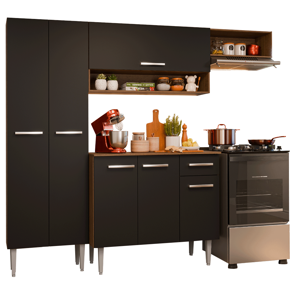 Cocina Compacta 220 cm Marrón/Negro Deli Madesa