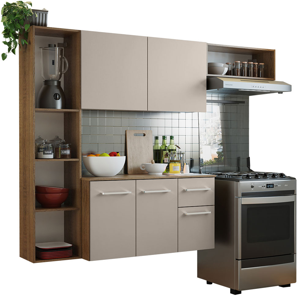 Cocina Compacta 180 cm Marrón/Crema Easy Madesa