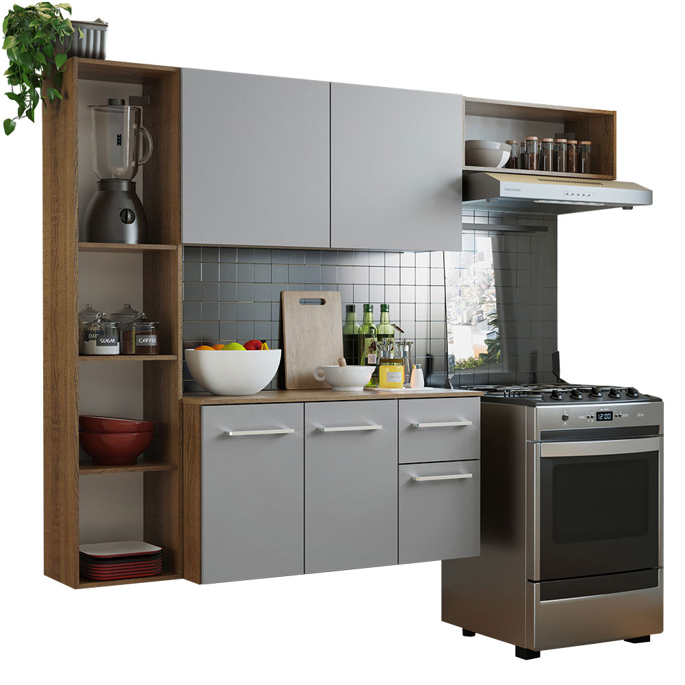 Cocina Compacta 180 cm Marrón/Gris Easy Madesa