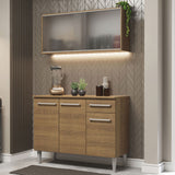 Cocina Compacta 105cm Con Gabinete Superior Marrón Emilly 01