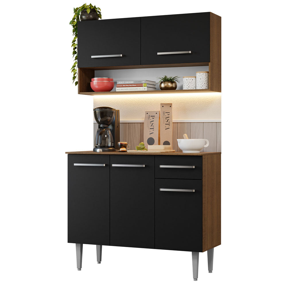 Cocina Integral 105cm Marrón/Negro Emilly 03