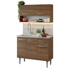 Cocina Compacta 105 cm Con Fregadero Marrón Emilly Madesa
