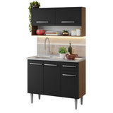 Cocina Integral 105cm con Tarja Marrón/Negro Emilly 04