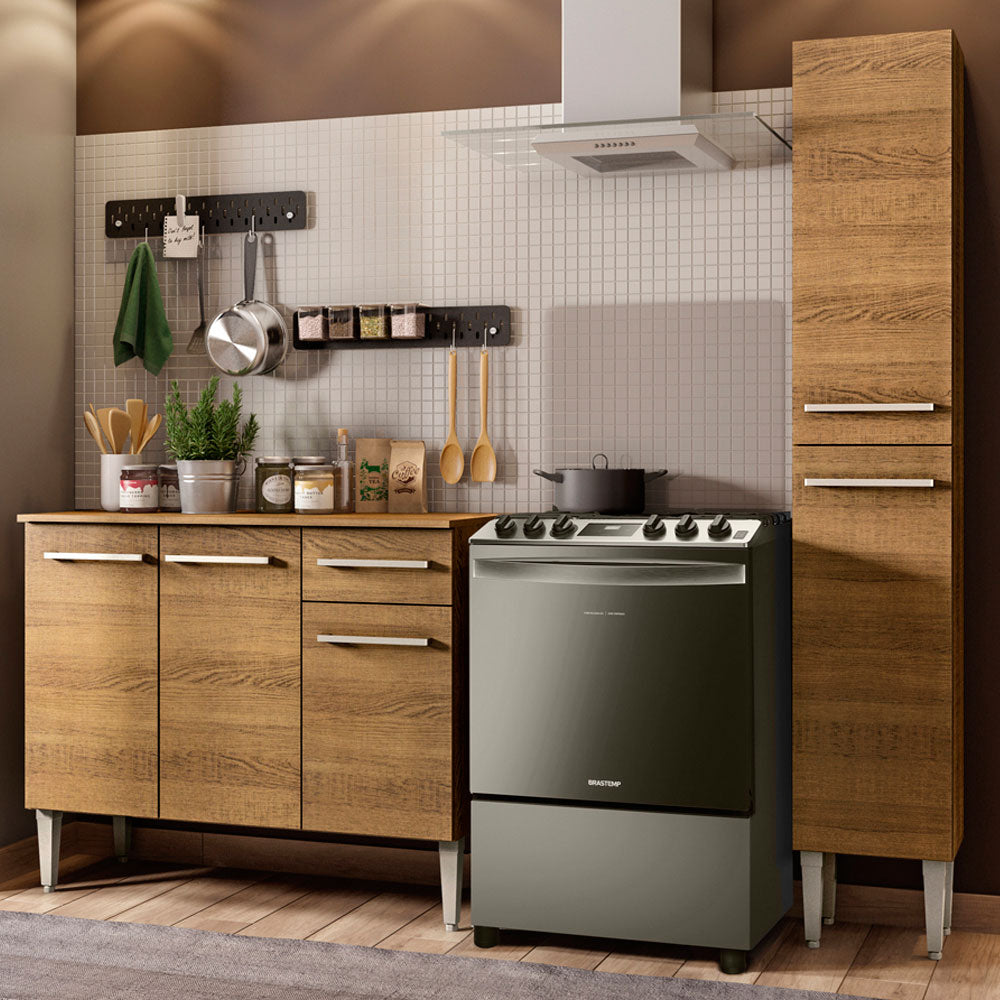 Cocina Compacta 137 cm 9 Puertas 1 Cajón Marrón Emilly Madesa