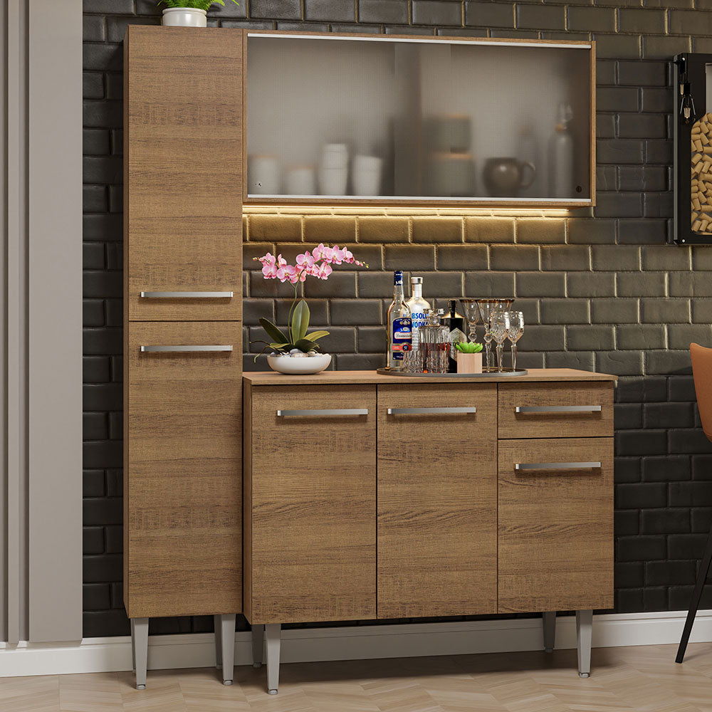 Cocina Compacta 137cm sin Fregadero Marrón Emilly 05