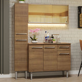 Cocina Compacta 137cm sin Fregadero Marrón Emilly 06