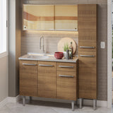 Cocina Compacta 137cm con Fregadero Marrón Emilly 08