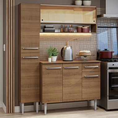 Cocina Compacta 137 cm Marrón Emilly Madesa