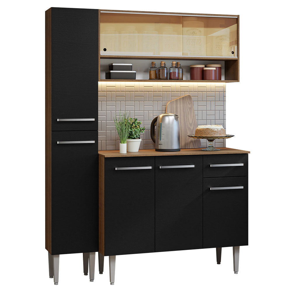 Cocina Compacta 137cm sin Fregadero Marrón/Negro Emilly 09