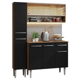 Cocina Compacta 137cm sin Fregadero Marrón/Negro Emilly 09