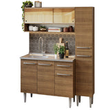 Cocina Compacta 137cm con Fregadero Marrón Emilly 10