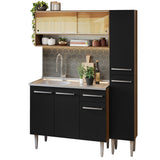Cocina Compacta 137cm con Fregadero Marrón/Negro Emilly 10