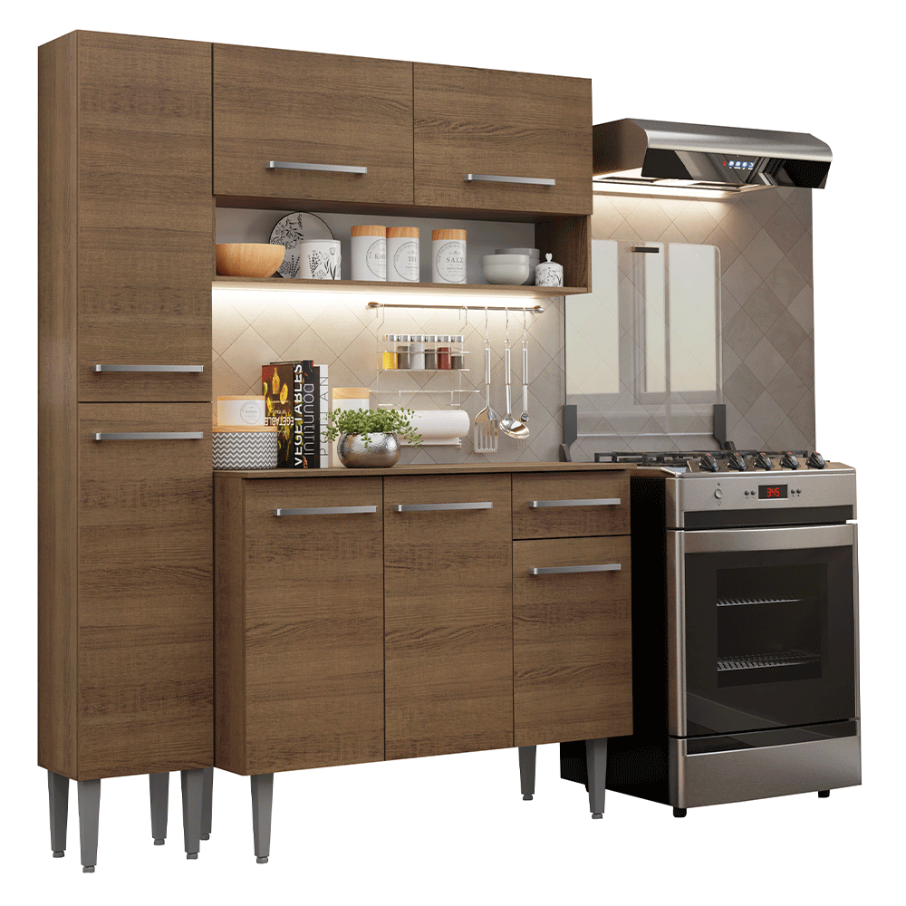 Cocina Integral 137 cm Marrón Emilly