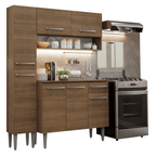 Cocina Compacta 137 cm Marrón Emilly Madesa