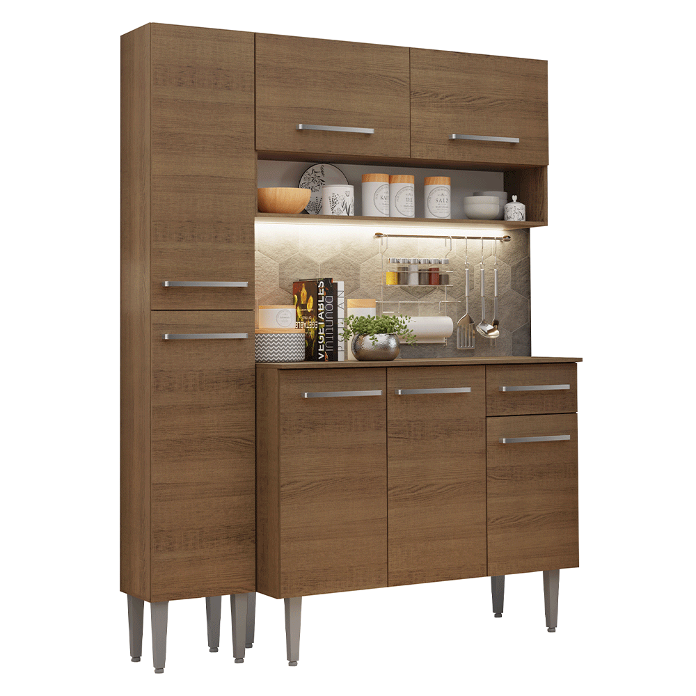 Cocina Compacta 137 cm Marrón Emilly Madesa