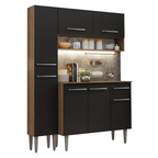 Cocina Compacta 137 cm Marrón/Negro Emilly Madesa