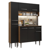Cocina Compacta 137 cm Emilly Marrón/Negro 012