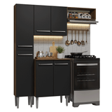Cocina Compacta 156 cm Emilly Marrón/Negro 01