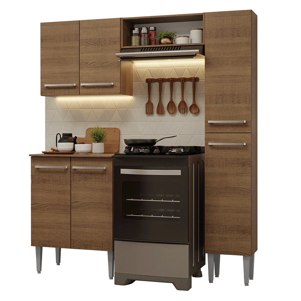 Cocina Compacta 156 cm Emilly Marrón 02