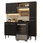 Cocina Compacta 156 cm Marrón/Negro Emilly Madesa