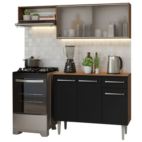 Cocina Compacta 165cm Marrón/Negro Emilly Madesa 03