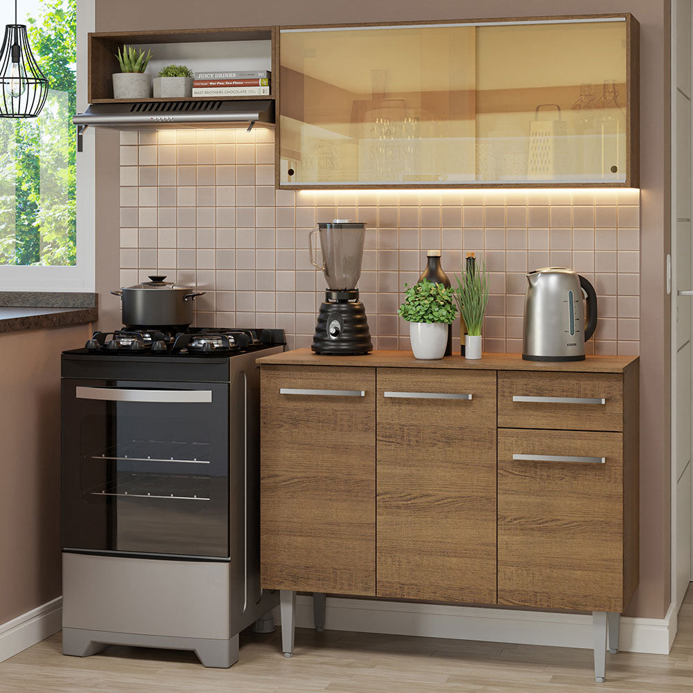 Cocina Compacta 165cm Marrón Emilly 04