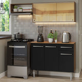 Cocina Compacta 165cm Marrón/Negro Emilly 04