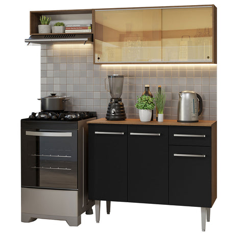 Cocina Compacta 165cm Marrón/Negro Emilly Madesa 04