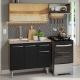Cocina Compacta 165cm con Fregadero Marrón/Negro Emilly 06