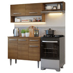 Cocina Compacta 165 cm 5 Puertas 1 Cajón Marrón Emilly Madesa 07