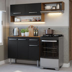 Cocina Compacta 165 cm 5 Puertas 1 Cajón Marrón/Negro Emilly Madesa 07