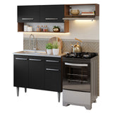 Cocina Integral 165cm con Tarja Marrón/Negro Emilly 09