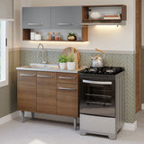 Cocina Integral 165cm con Tarja Marrón/Gris Emilly 09