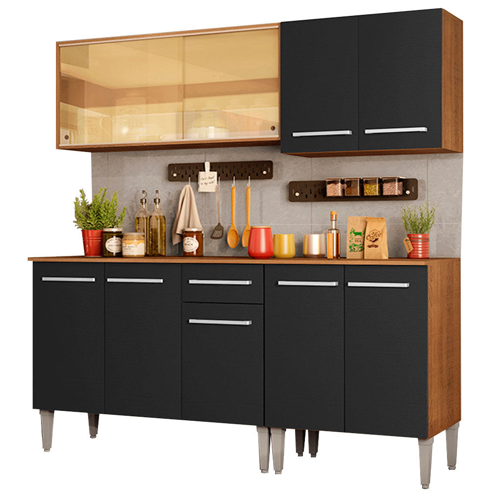 Cocina Compacta 169cm Marrón/Negro Emilly Drive 04