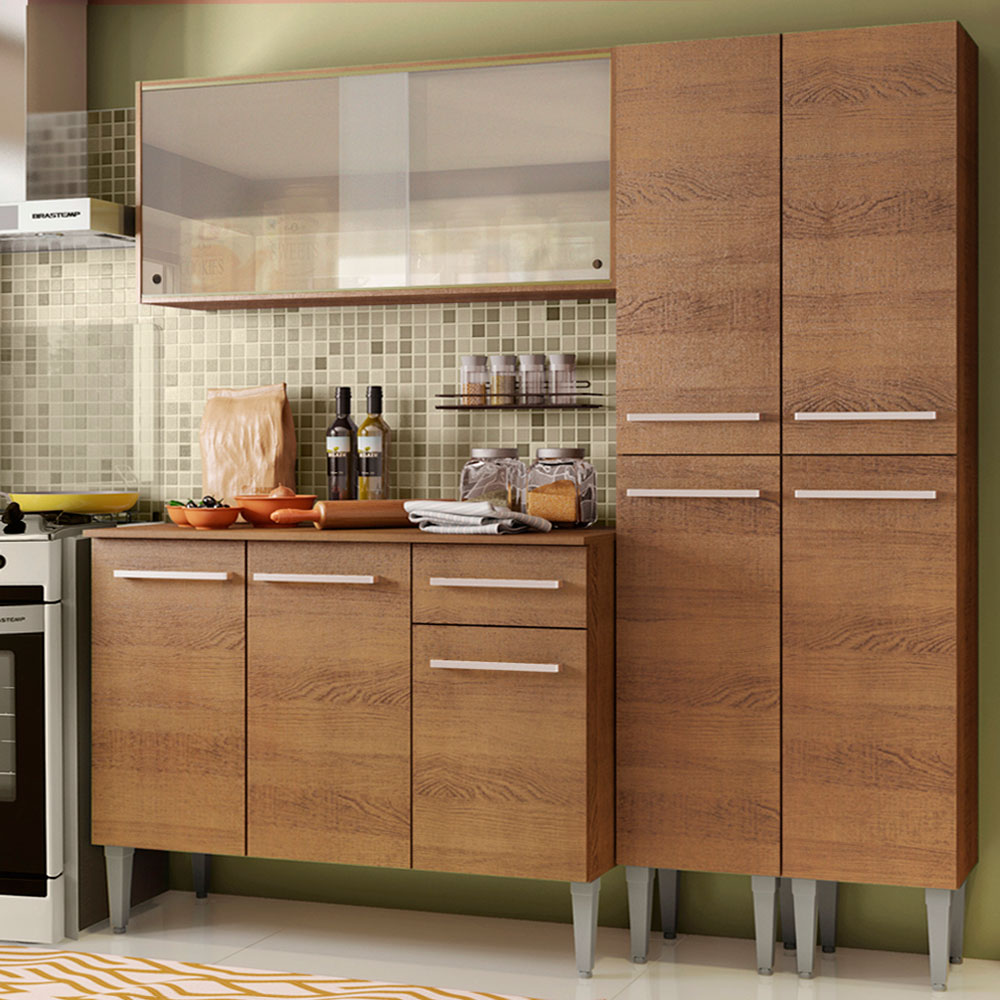 Cocina Compacta 169 cm 9 Puertas 1 Cajón Marrón Emilly Madesa 05