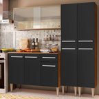 Cocina Compacta 169 cm 9 Puertas 1 Cajón Marrón/Negro Emilly Madesa 05