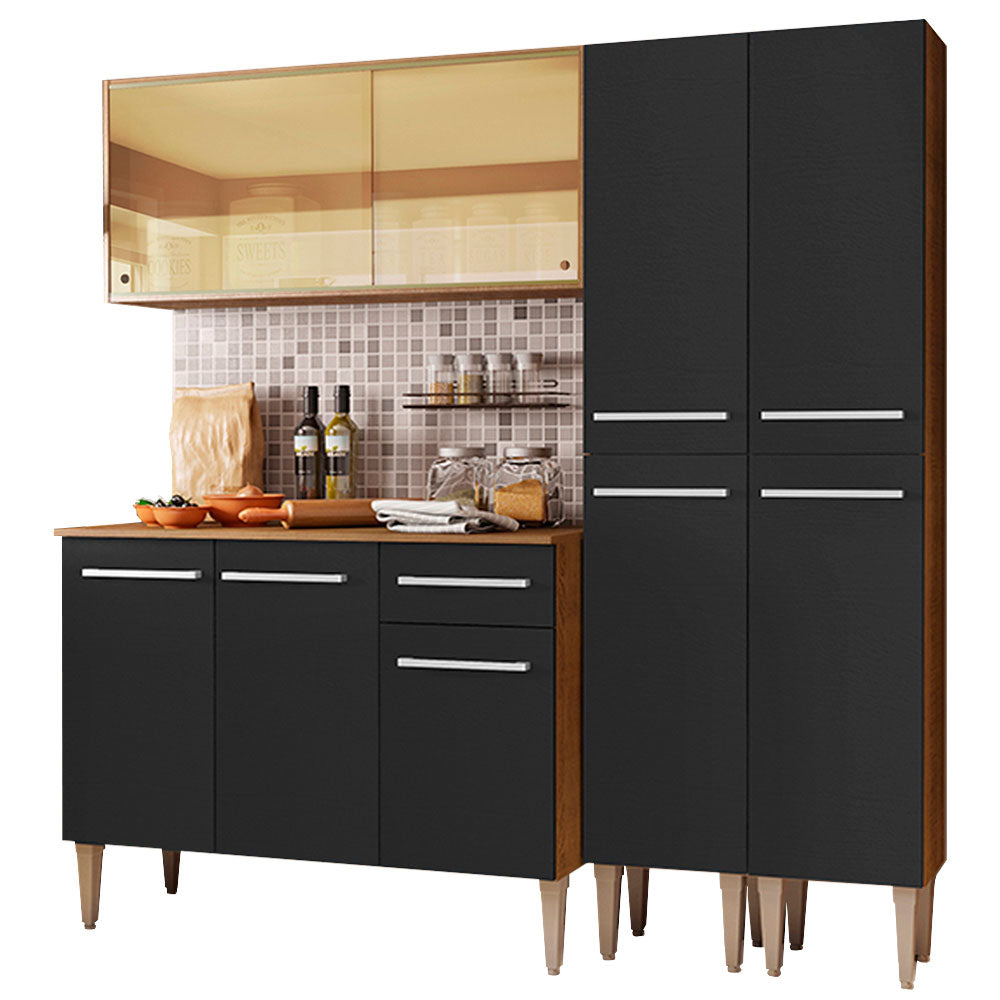 Cocina Compacta 169cm Marrón/Negro Emilly Voice 06