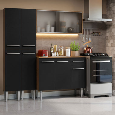 Cocina Compacta 169 cm Marrón/Negro Emilly Madesa