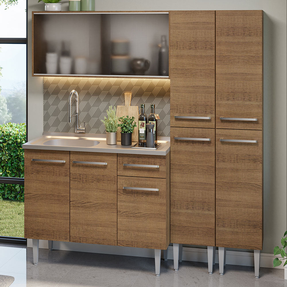 Cocina Compacta 169cm con Fregadero Marrón Emilly 11